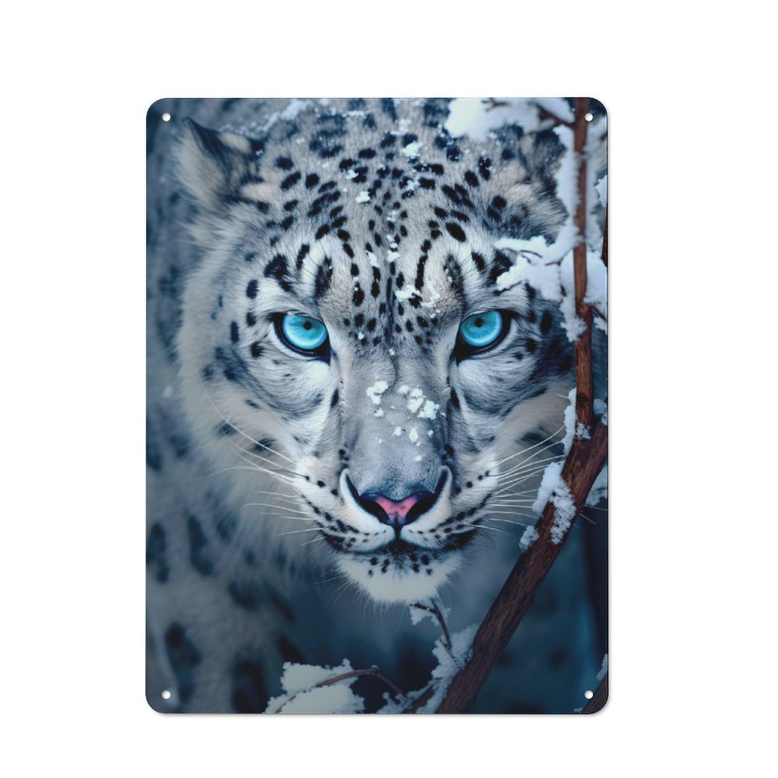 Junmoney Snow Leopard Tin Wall Plaque 40X30cm With For Man Cave Or Games Room, For Garage, Workshop And Man Cave Decoration