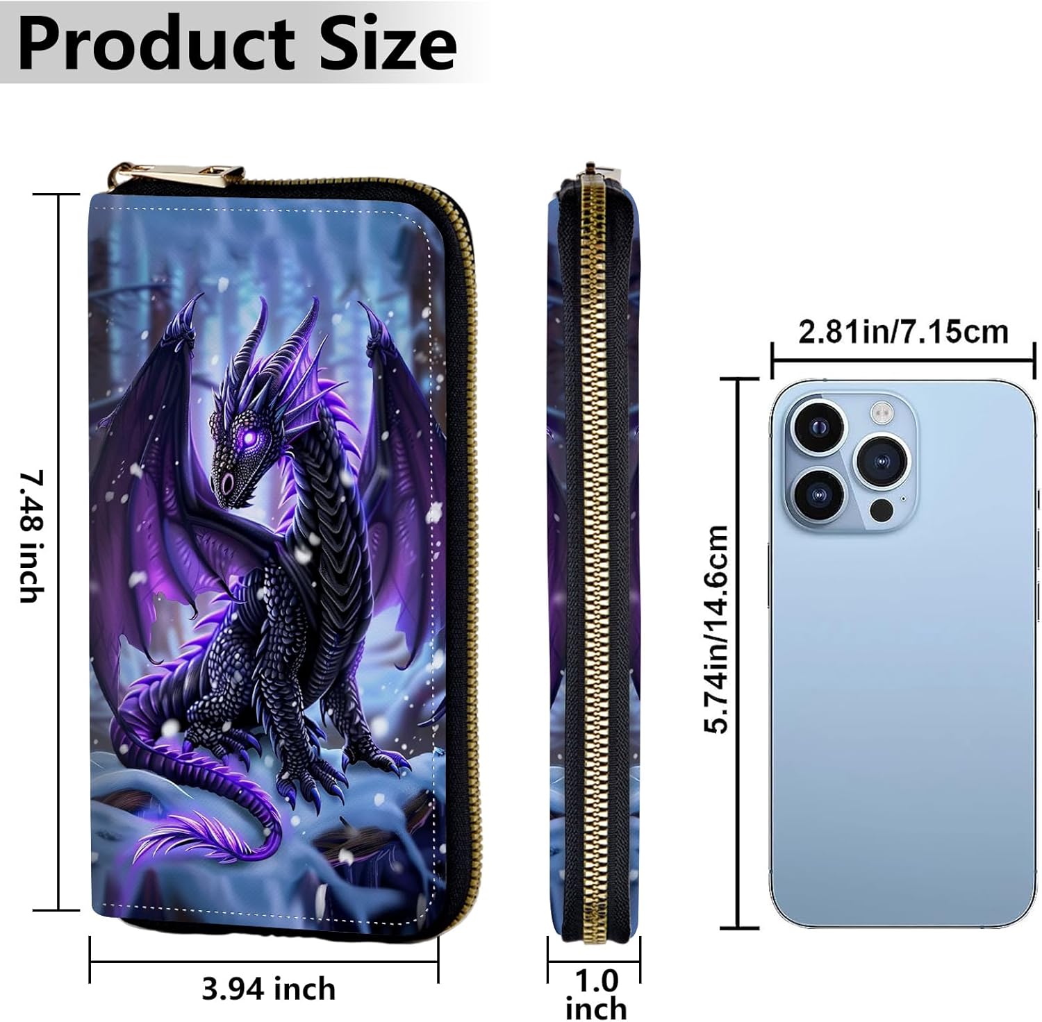 Women's Wallets,Credit Card Holder Money Leather Long Wallet with Wristlet,Large Capacity with Zip-Around Phone Purse for Women Ladies Girls,Cute Little Dragon - Image 3