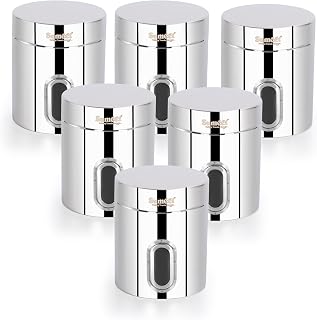 Sumeet Stainless Steel Small Containers/Jars/Dabba for Kitchen Storage with See Through Window - set of 6Pcs, 700ml capaci Price In India