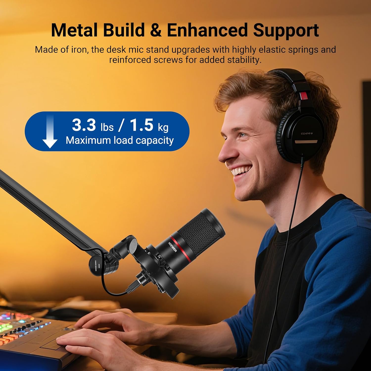 NEEWER BASICS Microphone Boom Arm, 31" Flexible Mic Desk Stand Mount, Compatible with Blue Yeti FIFINE AM8 K669B HyperX QuadCast S SoloCast AT2020 Shure SM7B MV7 for Gaming Streaming Recording, MS050