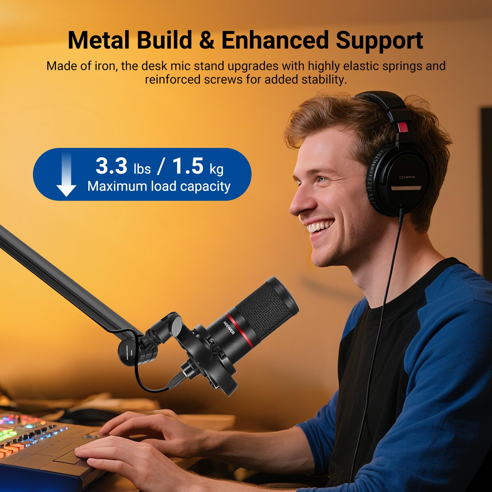 NEEWER BASICS Ramię wysięgnika mikrofonu, elastyczny uchwyt na biurko z mikrofonem, kompatybilny z Blue Yeti FIFINE AM8 K669B HyperX QuadCast S SoloCast AT2020 Shure SM7B MV7 do nagrywania
