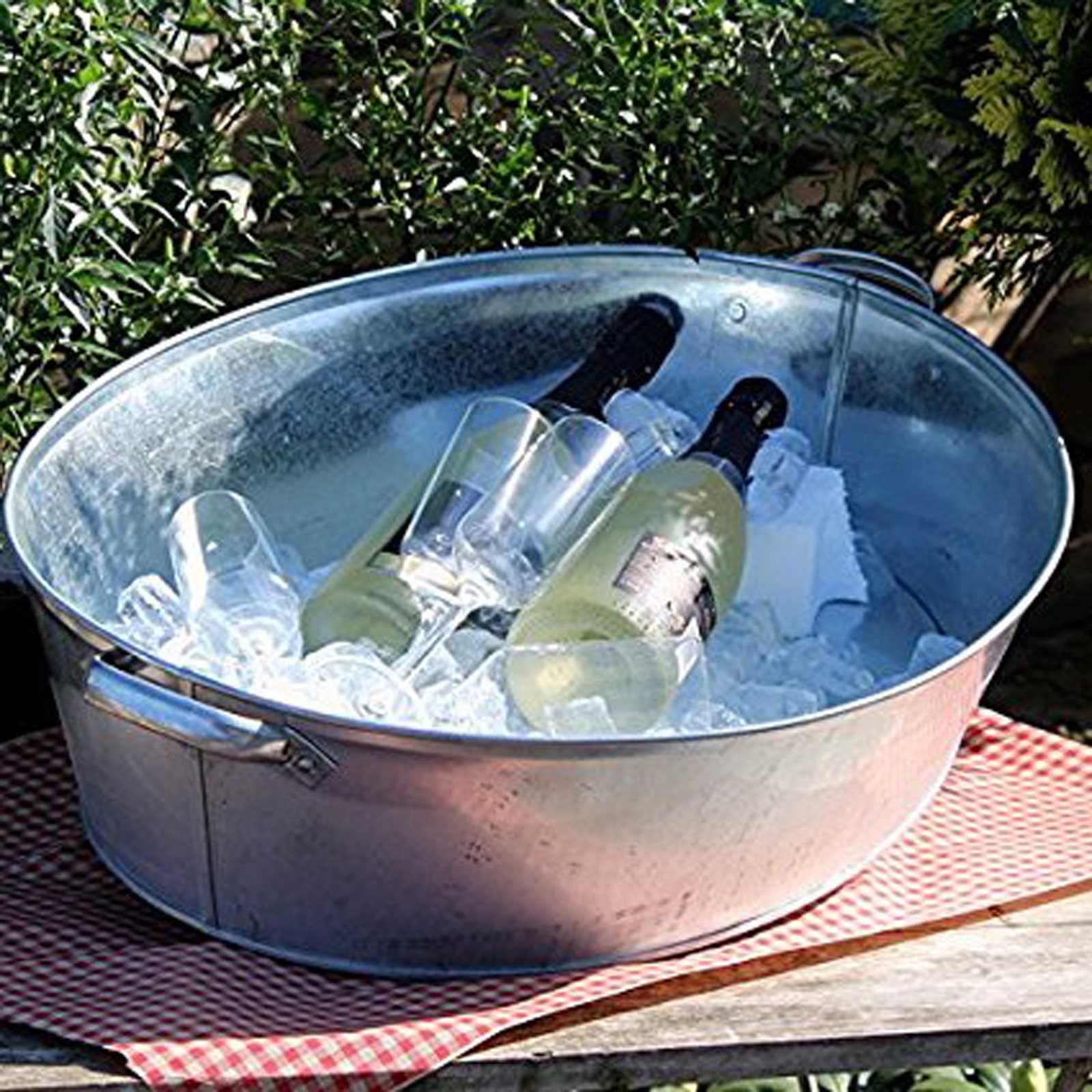 Storm's Gartenzaubereien Zinkwanne 27 Liter oval mit stabilen Griffen - Miniteich - zum Bepflanzen - Pflanztopf