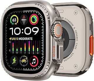 Suphart Metal Cases Compatible with Apple Watch Ultra 2/Ultra 49mm Case, 2 in 1 Stainless Steel Protective Cover Rugged Bumper with Back Frame for iWatch Ultra 49mm, Titanium