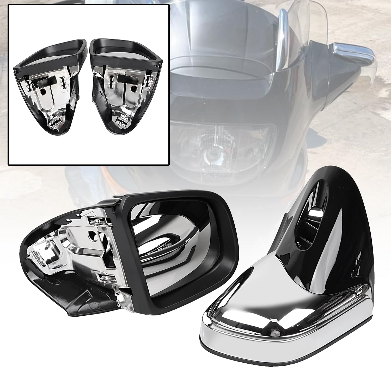 Nero & Cromo Specchi laterali retrovisori per B-MW K1200 K1200LT K1200M 1999-2008 2007 2006 K1200 LT/M K 1200 M/LT