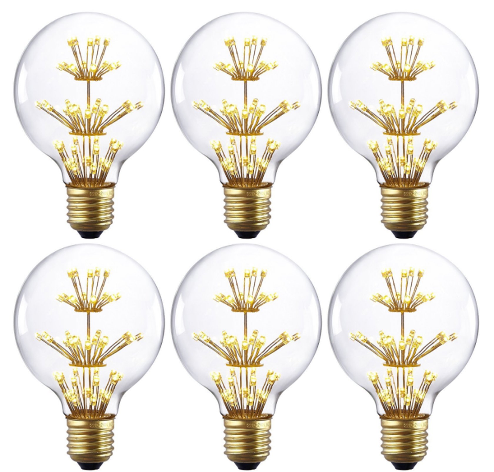 BDAYEK Led bulbs 6PACK Vintage Edison G80 G25 Antique 3W Decorative Light E27 Base Warm White 2200K 220-240VAC for Cafe Bar Indoor Party