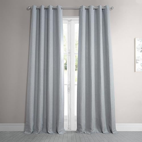 HPD Half Price Drapes BOCH-LN1859-108-GR - Cortina de lino sintético con ojales para oscurecer ambientes (1 panel), 50 x 108pulgadas, color gris