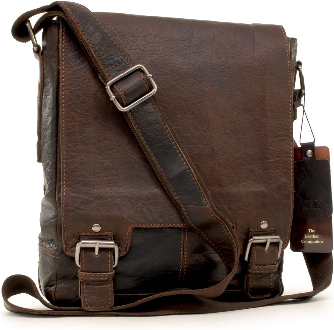 Ashwood - Messenger Bag - Laptop/iPad A4 Size - Cross Body/Shoulder/Work Bag - Genuine Leather - 8342 - Brown