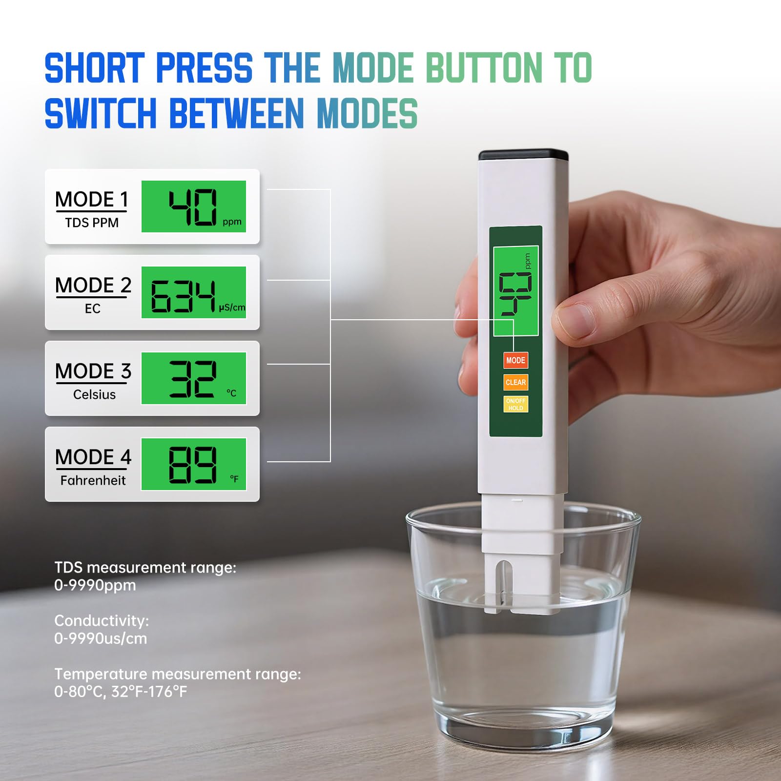 4-in-1 TDS Water Meter - Test Water Quality -4