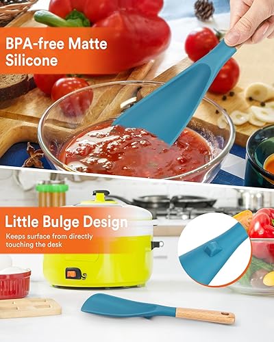 Miniatura 5 de Cuchara de cocina y raspador para utensilios de cocina antiadherentes, ideal para cocinar y servir silicona mate duradera sin BPA, cuchara