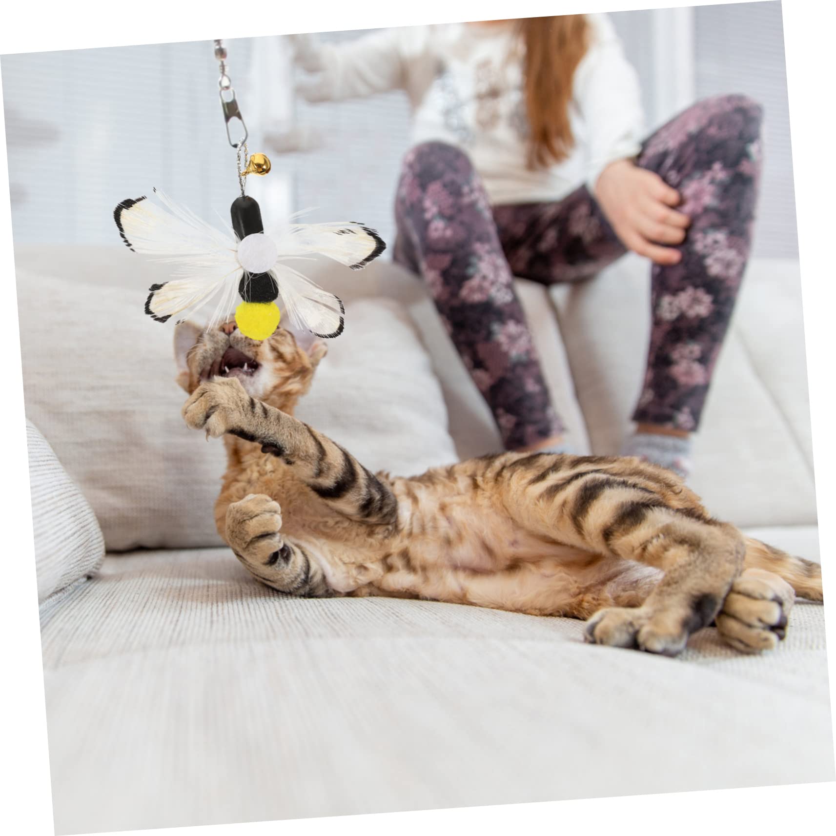 VANZACK 24stücke Katzenangel Zubehörset Teiliges Interaktives Spielzeug Für Katzen Ersatzköpfe Mit Federn Und Insekten-Design Fördert Die Bewegung Und Spaß Ihrer Katzen Drinnen