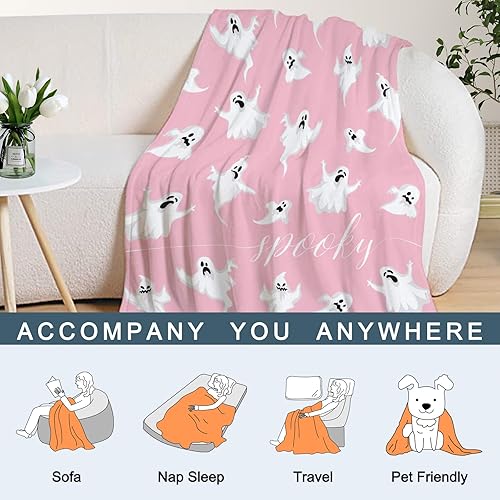 Miniatura 10 de Neatee Living Manta de Halloween tamaño King, manta vintage grande de calavera para cama, sofá, otoño, ligera, mullida, suave y acogedora, manta