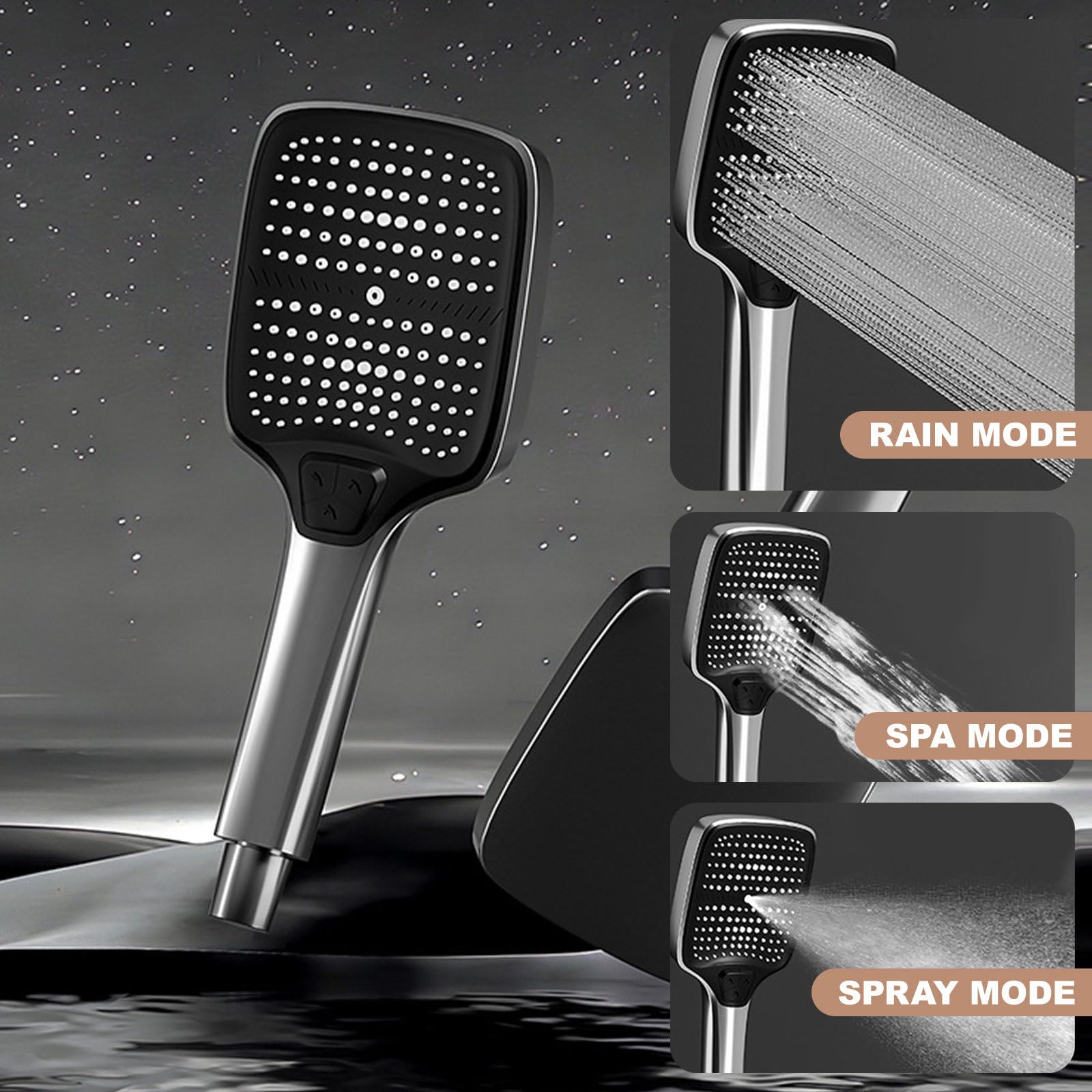 Sistema doccia musicale a LED con soffione a pioggia, doccetta portatile e miscelatore a cascata, batteria da 4000 mAh, per un'esperienza di relax e lusso