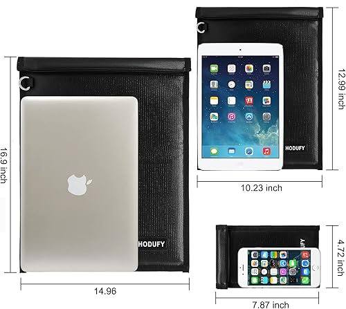 Miniatura 2 de Faraday - Bolsa para portátiles, tabletas y llaves de coche, paquete de 3 jaulas Faraday, protector de llavero Faraday, bolsa RFID ignífuga e