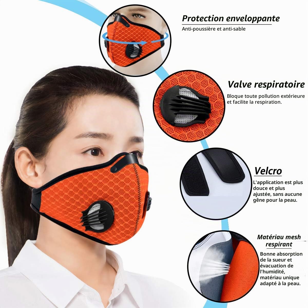 Masque anti-poussière, Masque respirant anti-pollution SUNWAN, Respirateur anti-poussière avec charbon actif