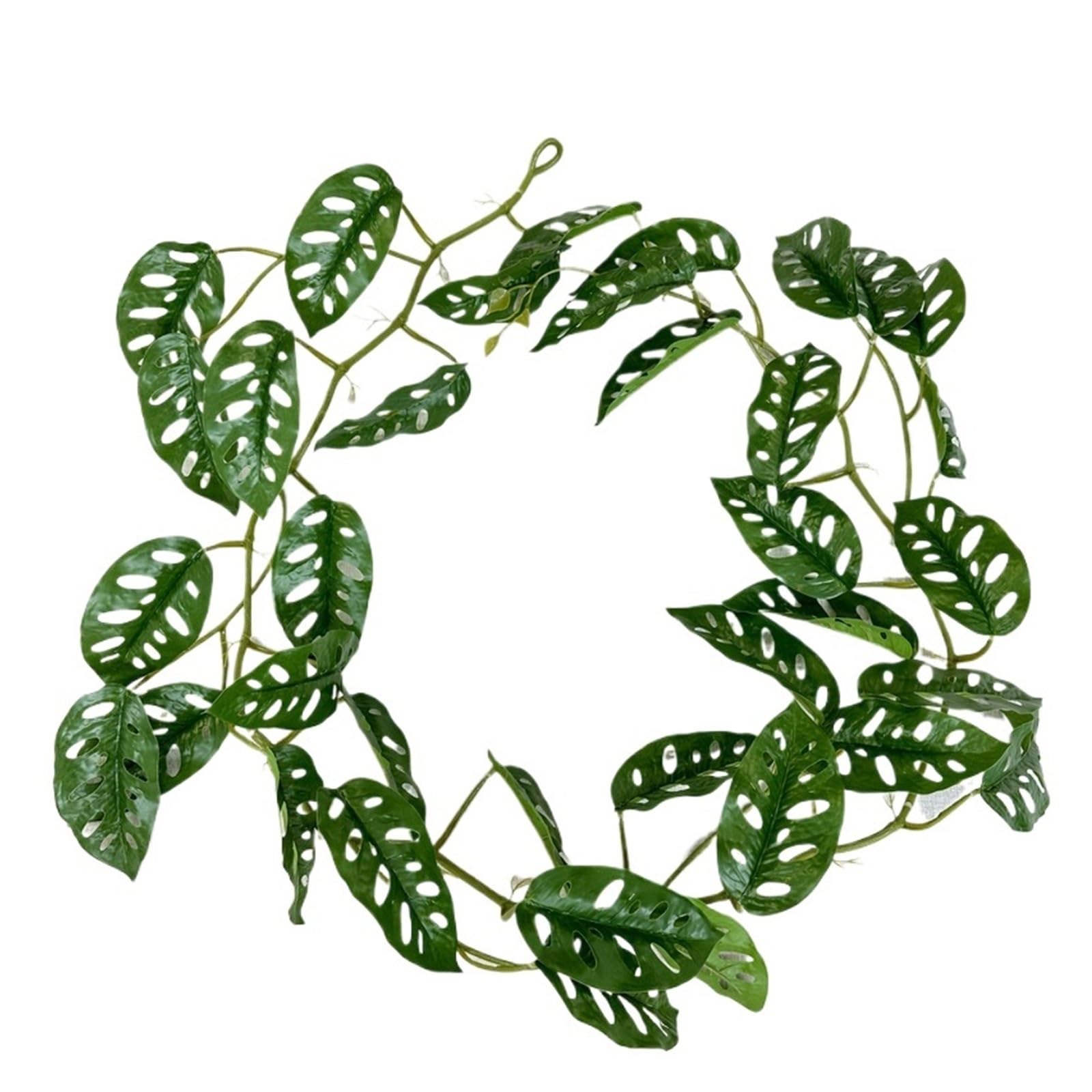 2pcs1.8m Artificial Lens Leaves Silk Plants Vines Floral Auditorium Decoration Simulation Leaf Green Plant Vine(Hole leaf vine)