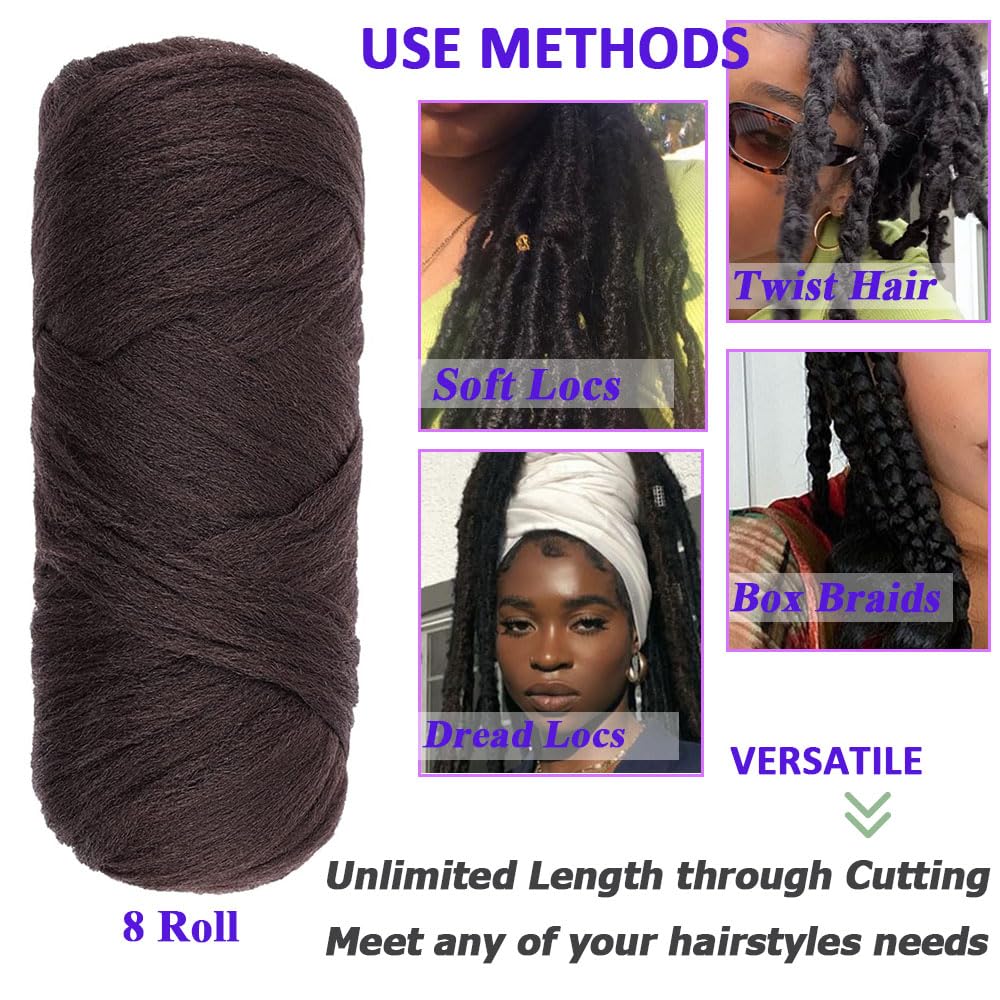 Kachanaa 8 Roll Brazilian Wool Hair for Braids Acrylic Hand Knitting Yarn for Braiding Synthetic Goddess Locs Crochet Hair Senegalese Twist Braiding Hair 4# - Image 4