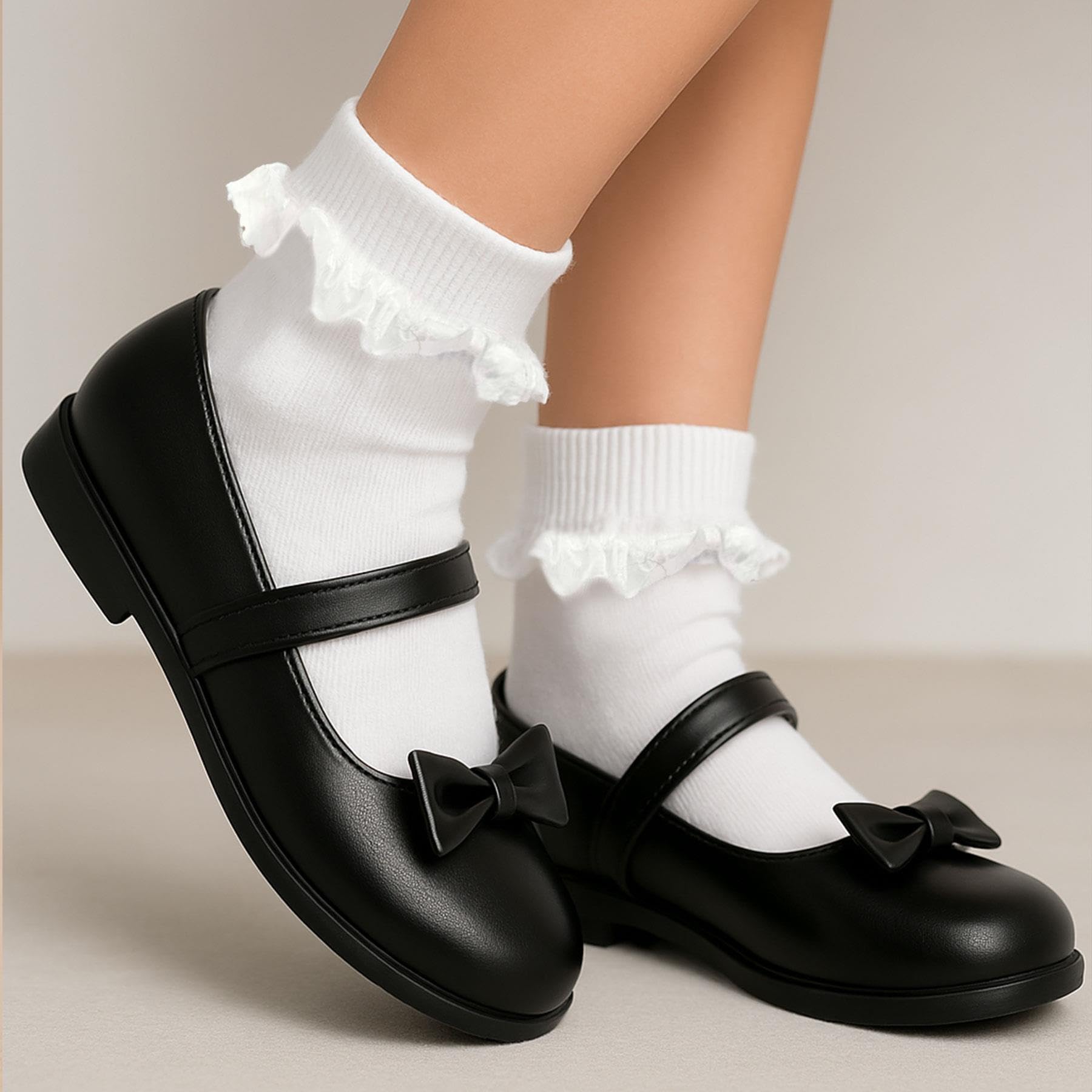 A2Z 4 Kids Lot de 6 paires de chaussettes à volants en dentelle avec bordure en dentelle délicate, parfaites pour habiller les fêtes scolaires et le quotidien, matériau doux et durable
