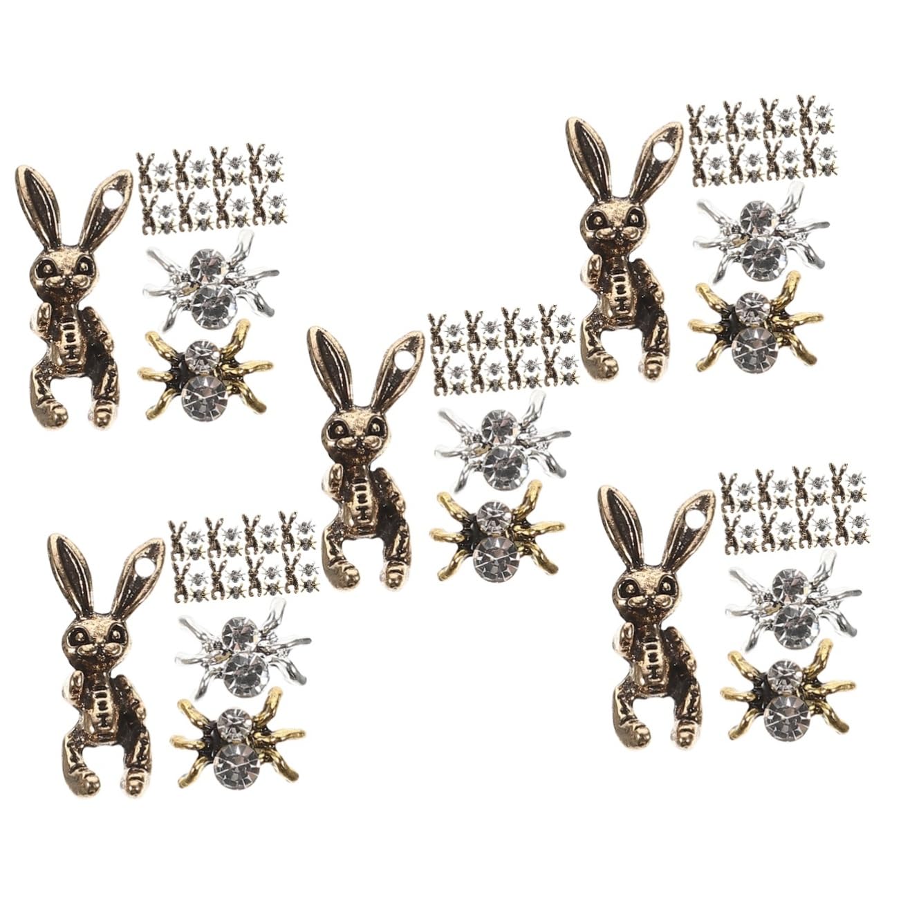 5 Set Gioielli Per Unghie Con Diamanti Charm Per Unghie Accessori Per Unghie Charm Scuri Decorazioni Per Nail Art 3D A Forma Di Ragno Gioielli Per La Decorazione 30 pezzi*5
