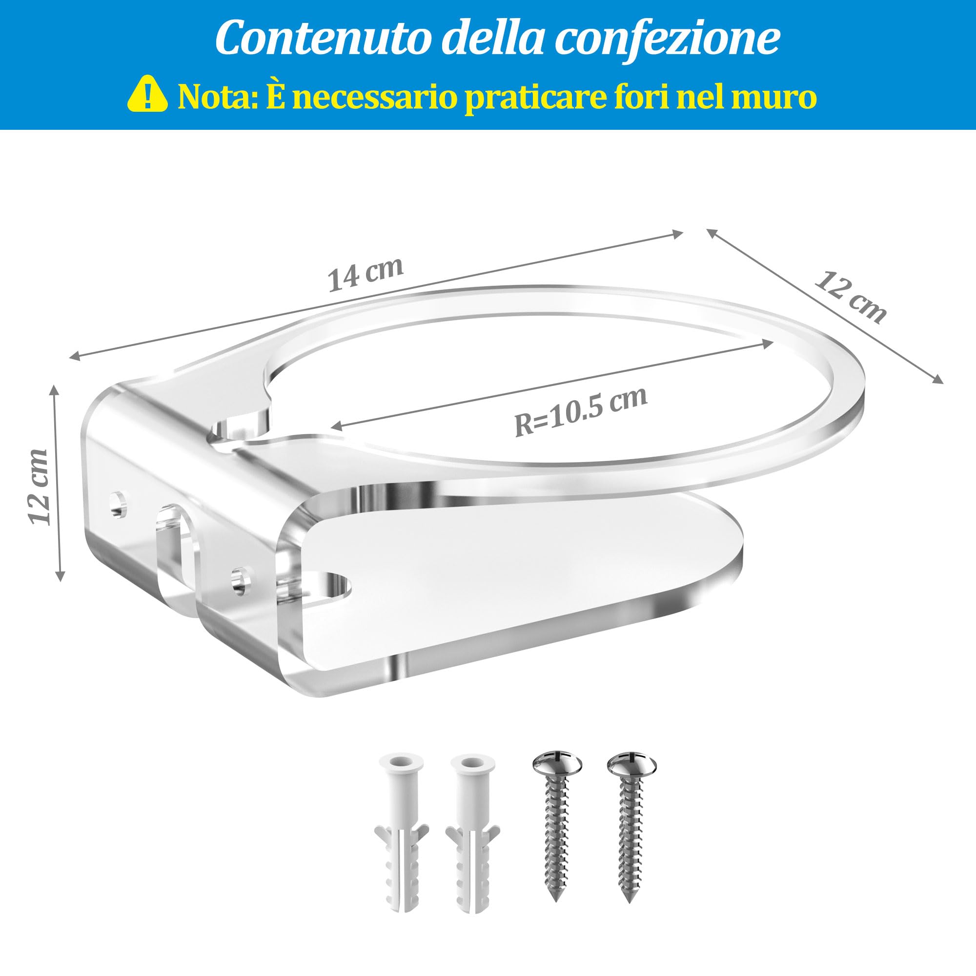 PlusAcc Supporto a Parete per Dot Max – Supporti Compatibile con HomePod Mini, Dot 4/5 Generazione, Pop in acrilico per altoparlante, salva-spazio (1 Pezzo)