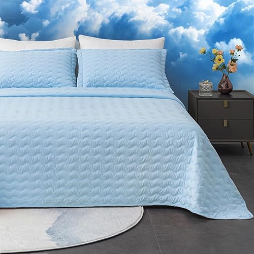 QUILTINA Juego de edredón de tamaño Queen color gris, colcha ligera y suave de microfibra de verano, juego de ropa de cama de estilo moderno con