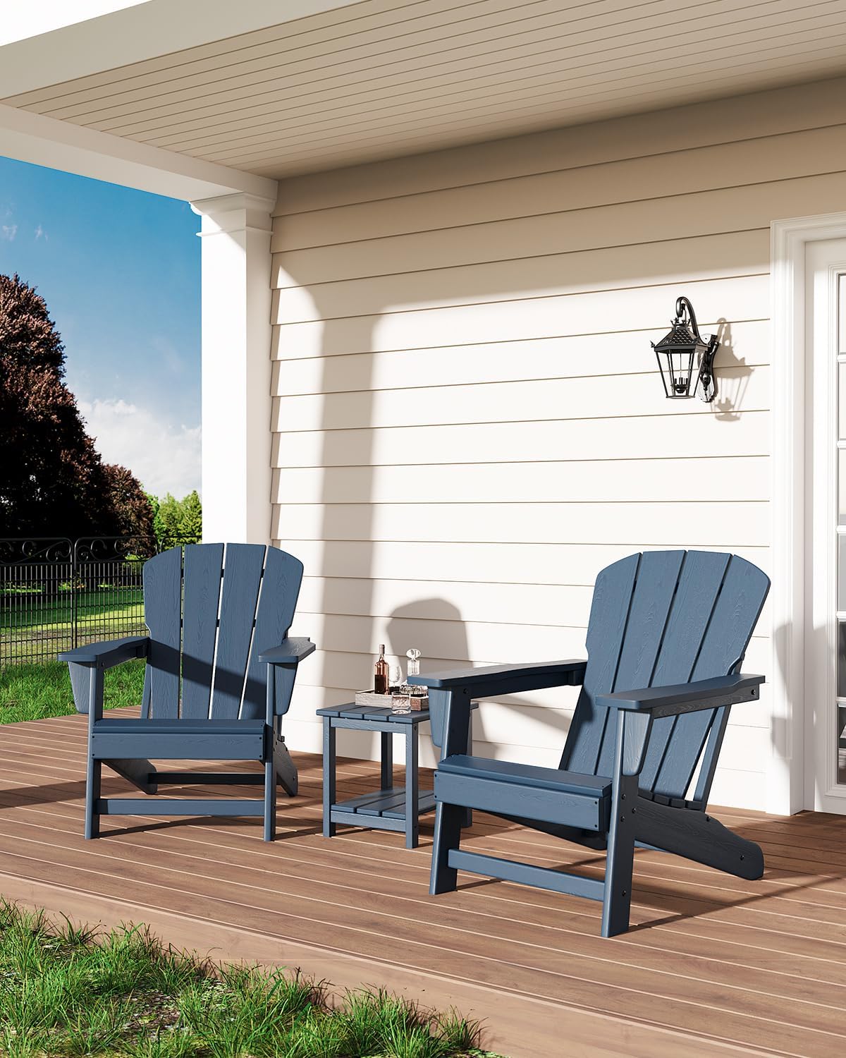 Garvee HDPE Adirondack Chairs for Outdoor Patio, Weather-Resistant All-Weather Seating for Fire Pit, Deck, or Lawn, Heavy-Duty Wide Armrests with Slatted Back, Fade-Proof Easy-Clean Design