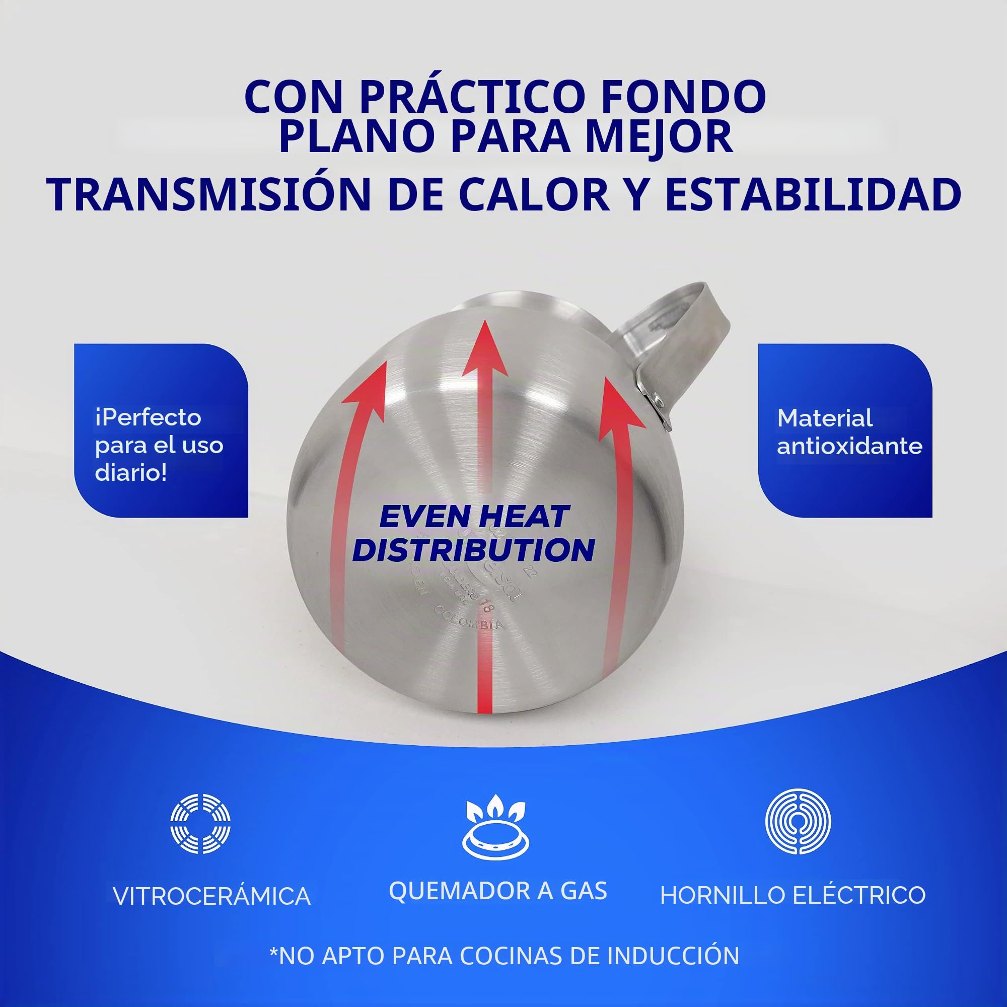 Universal Chocolatera de 2.1 cuartos de galón/2L - Máquina de chocolate caliente de aluminio y jarra para espumar - Oleta Colombiana tradicional para café, leche y bebidas - Olla duradera, resistente