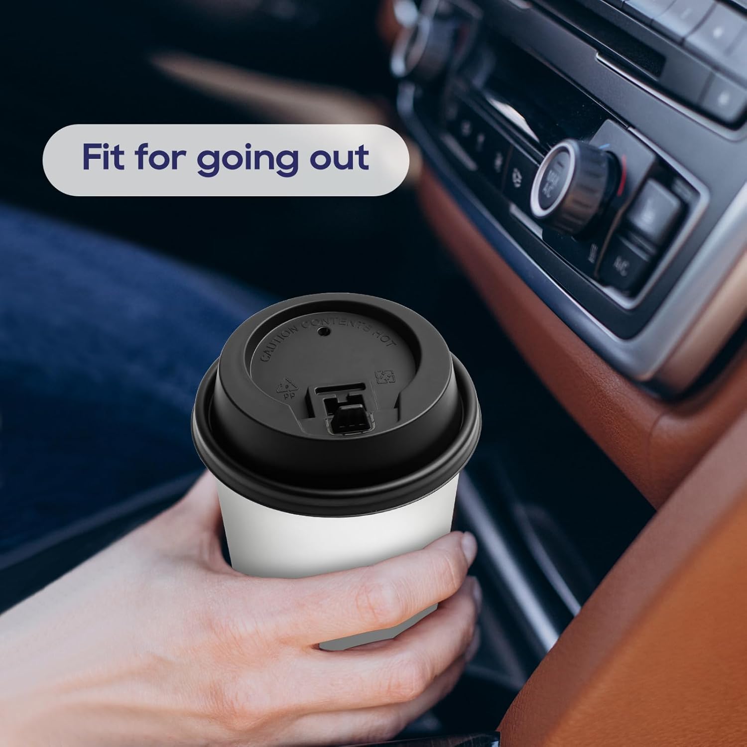 LITOPAK 200 Count Coffee Cup Lids, 3.54'' Disposable Plastic Lids for 10oz, 12oz, 16oz, and 20oz Paper Cups, Black - Image 5