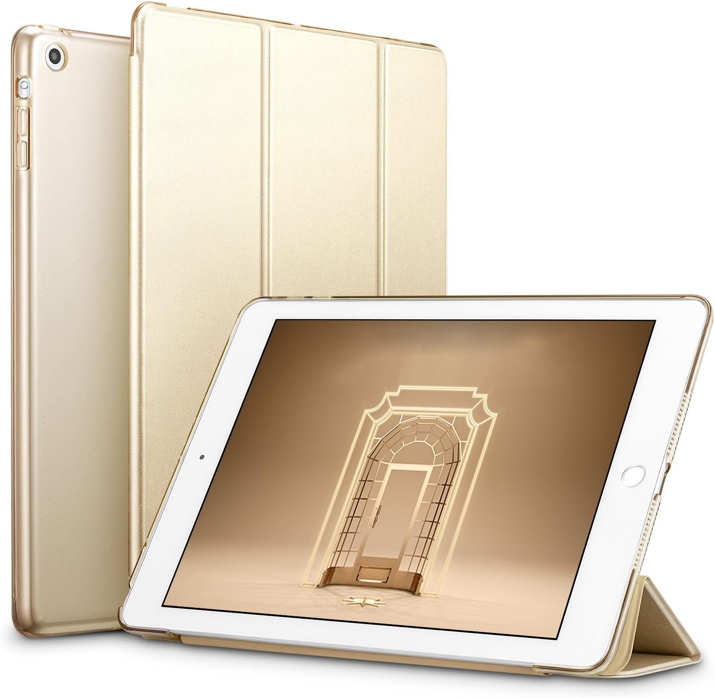 ESR iPad Mini Case, iPad Mini 2 / Mini 3 Case, Ultra-slim Lightweight Smart Case with Trifold Stand and Auto Sleep/Wake, Microfiber, Translucent Frosted Back Cover for iPad Mini 1/2/3, Champagne Gold