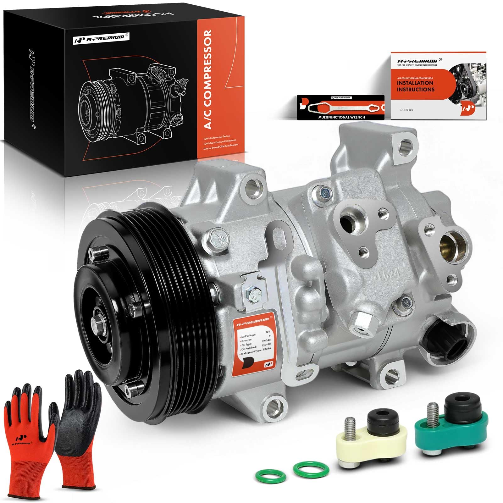 A-Premium Air Conditioner AC Compressor with Clutch Compatible with Toyota Corolla 1.8L 2009-2010, Matrix 1.8L 2009-2012, Scion xD 1.8L 2008-2014