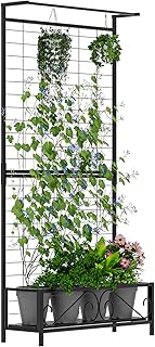 10 Cottage Pergola Ideas for Charming Garden Shade 101 Zhongma Metal Planter with Trellis Raised Bed with Trellis for Vine Clim...