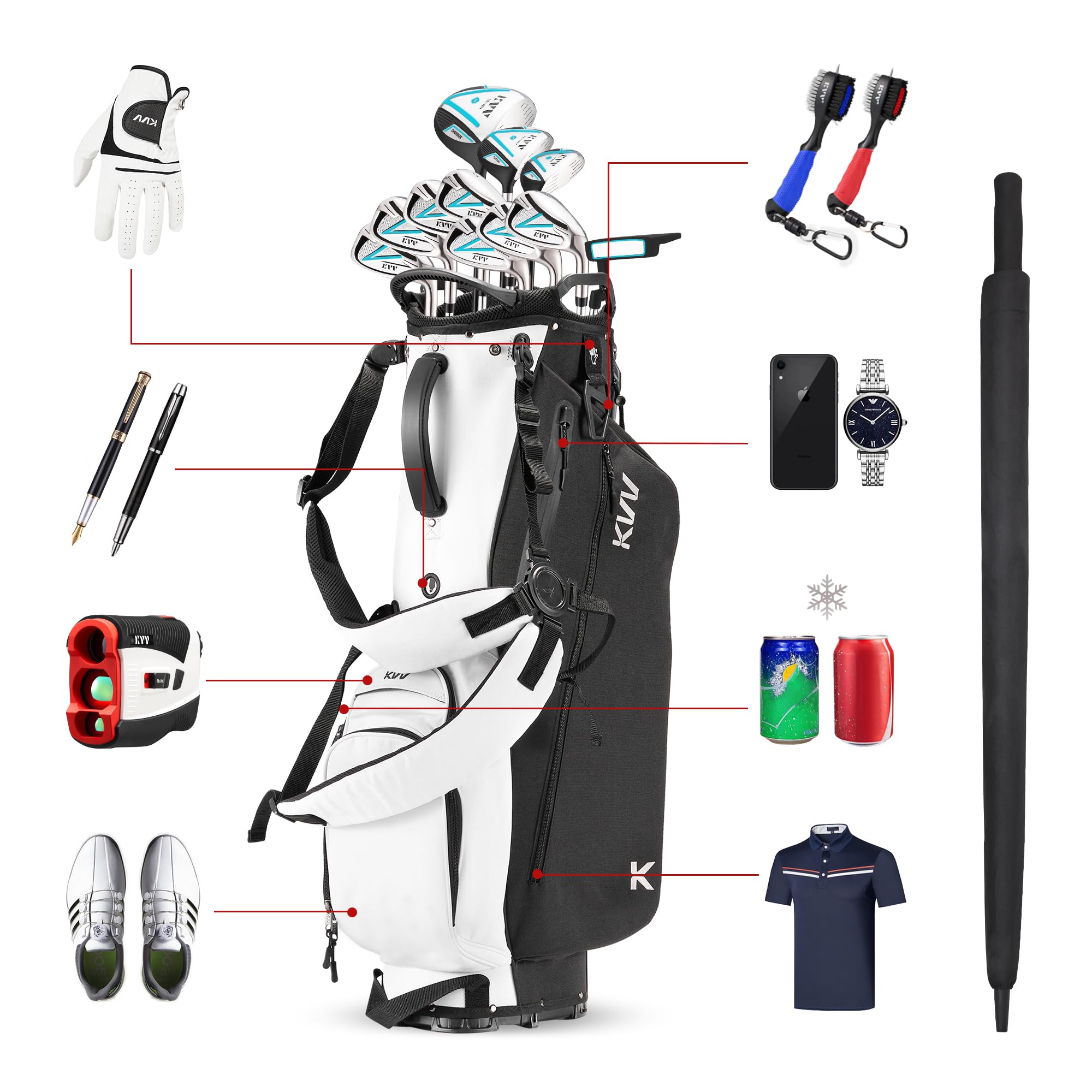 Amazon | KVV 軽量ゴルフスタンドバッグ 7方向フルレングスの