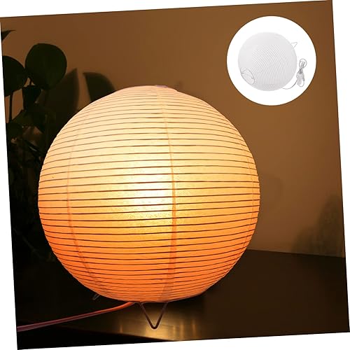 Miniatura 5 de LABRIMP Lámpara de mesa de papel con bombilla E14, luz suave y cálida para dormitorio, dormitorio de enfermería, lámpara decorativa de papel de