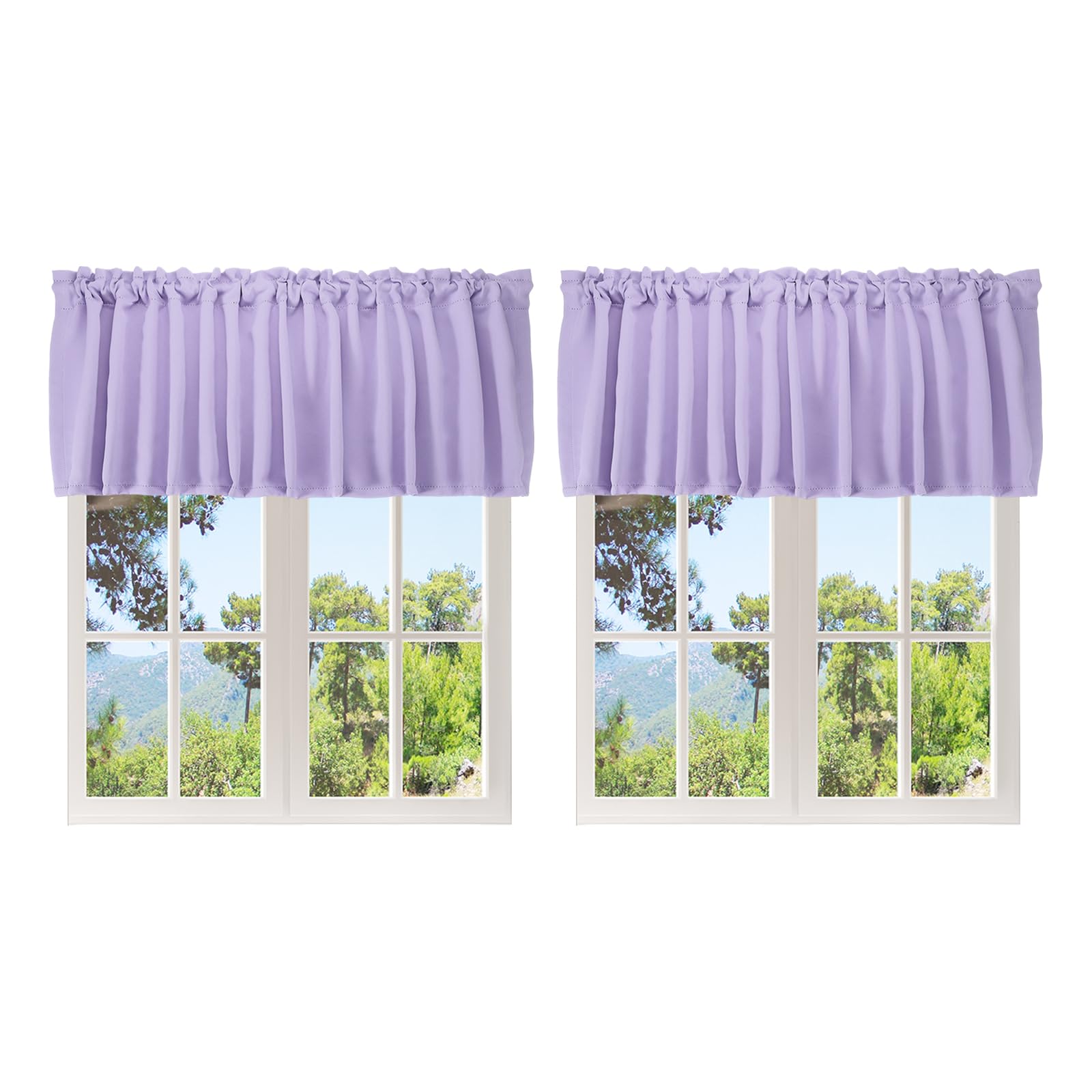 sourcing map 2 Pcs Window Valance, 52 x 18 Inch Valance Curtains Small Short Light Filtering Sheer for Windows Bedroom Bathroom Living Room Kitchen, Light Purple