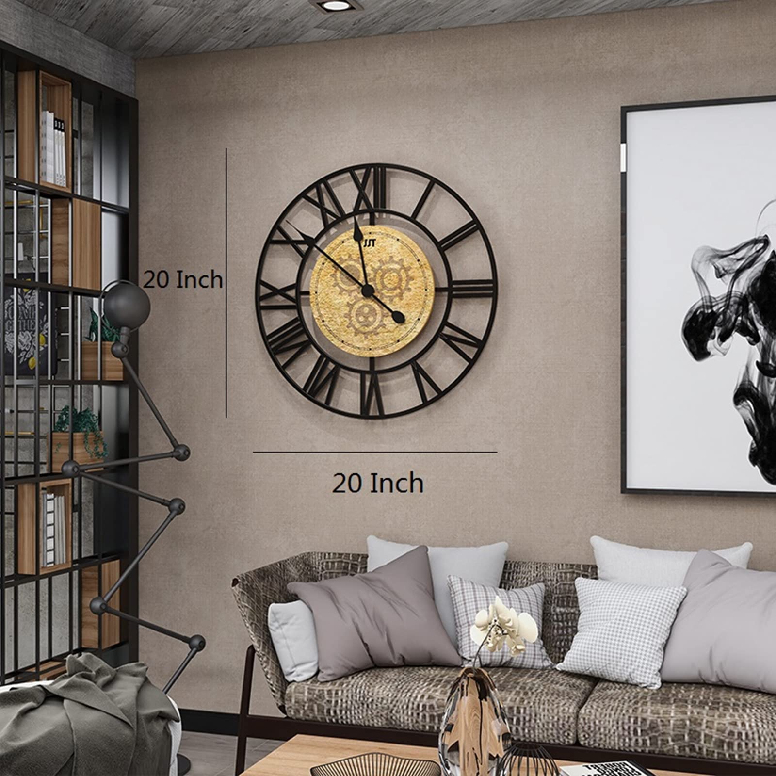 Amazon.co.jp: モダンウォールクロック、北欧レトロメタルラージ
