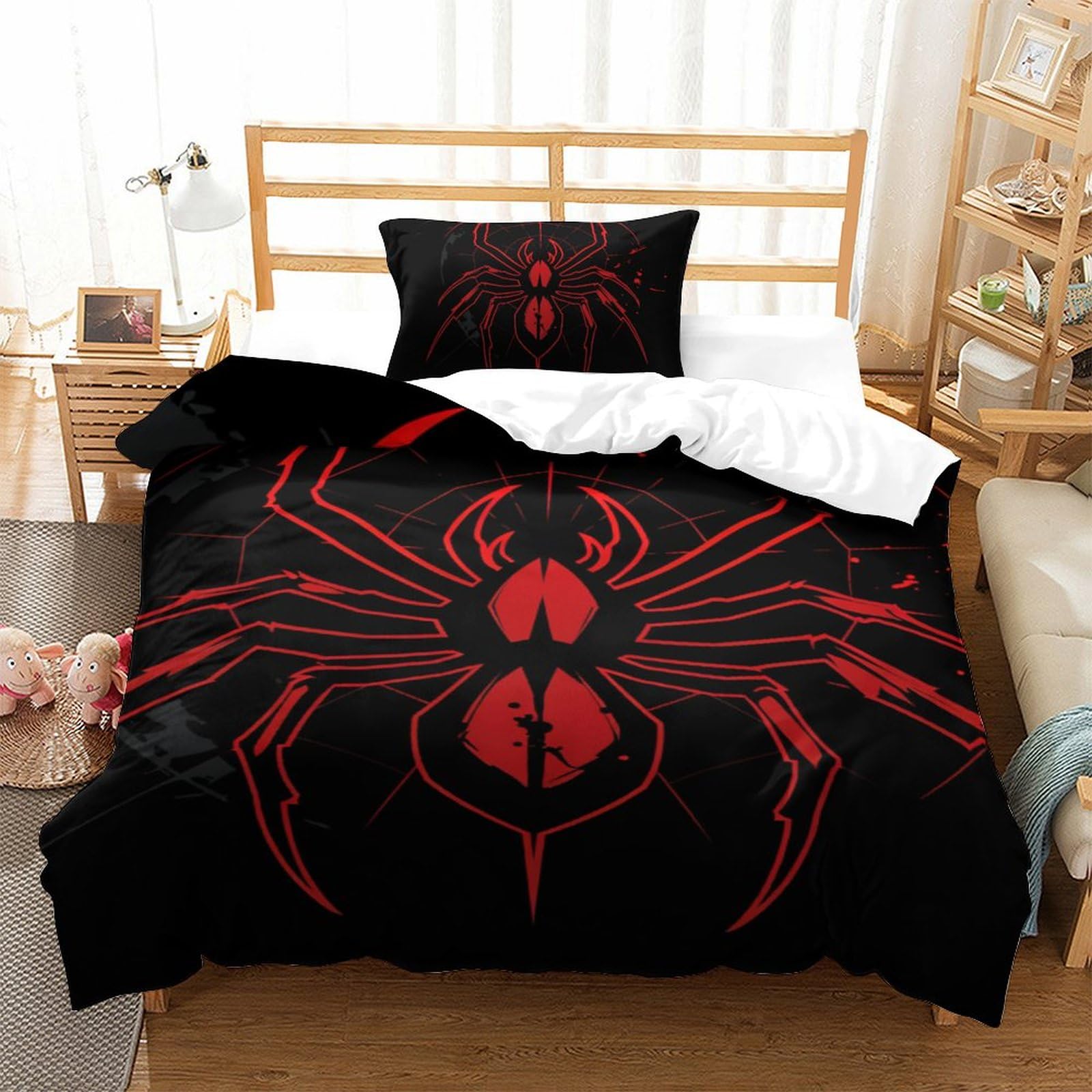 Housse de couette araignée 3D finition premium en microfibre super douce 135x200cm