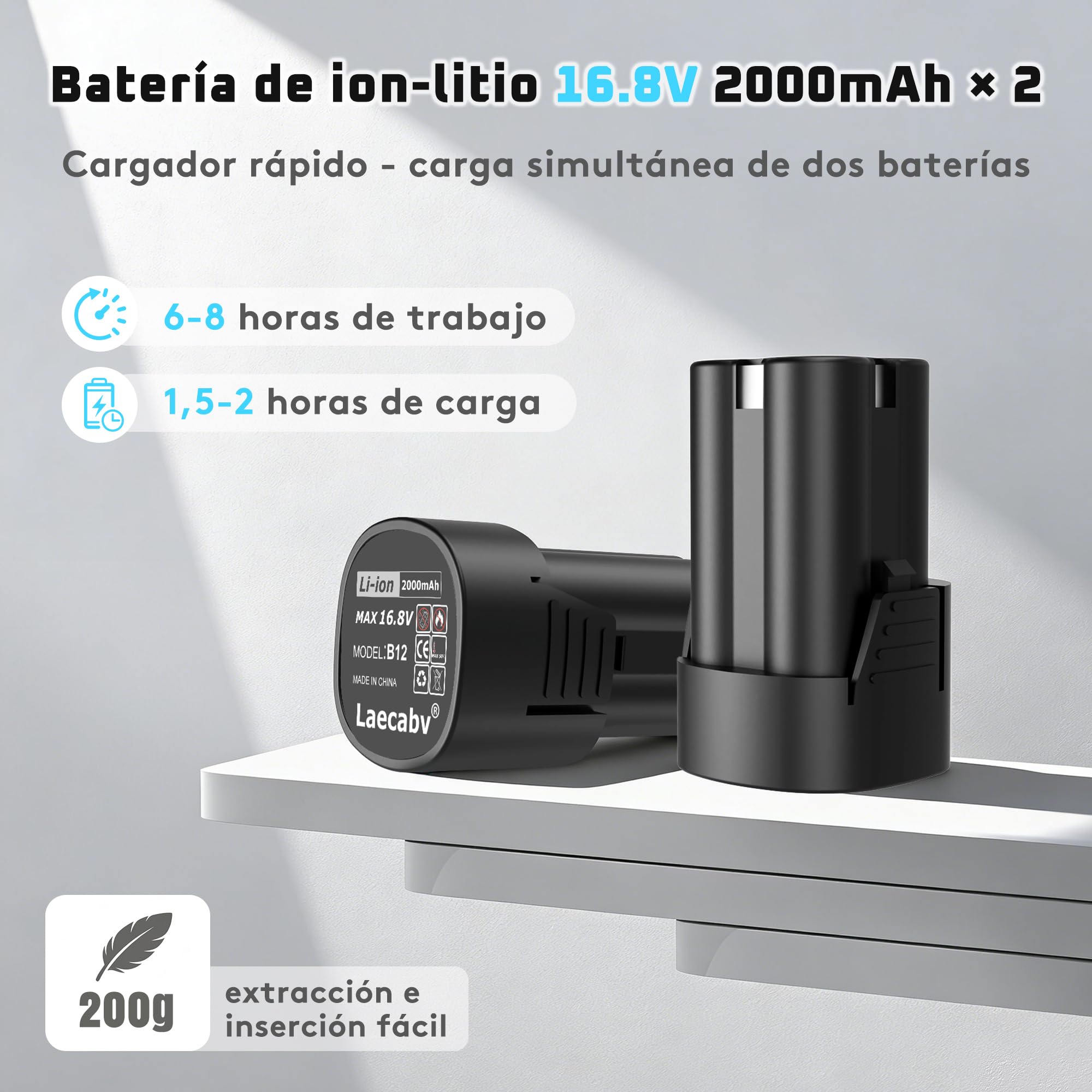 Laecabv Tijeras de podar electricas, tijeras de podar bateria 25mm diámetro tijeras podar inalámbricas, 2 Recargable 16.8v/2000mAh Litio Batería para la jardinería doméstica cortar árbol ramas