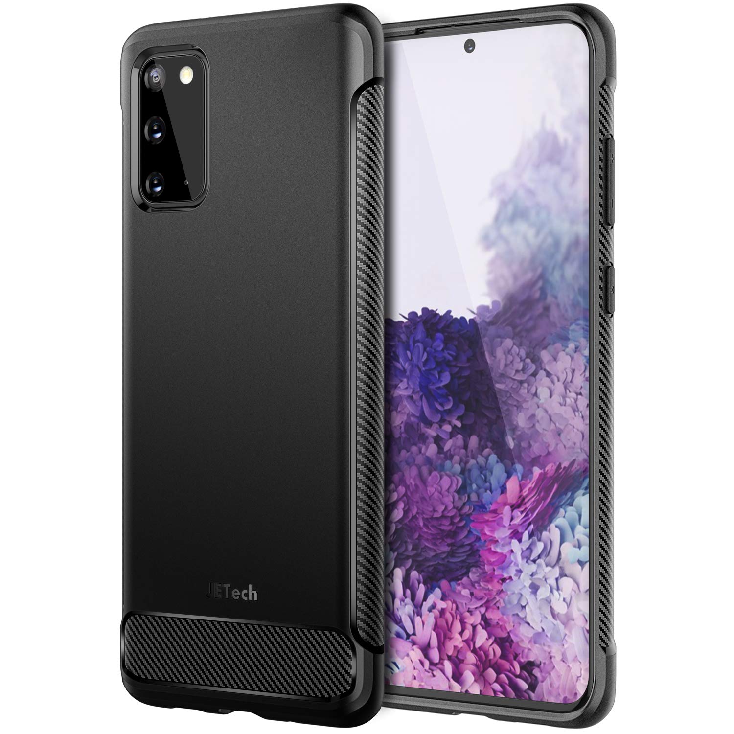 JETech Slim Fit Case for Samsung Galaxy S20 5G (2020), Thin Phone Cover with Shock-Absorption and Carbon Fiber Design (Black)