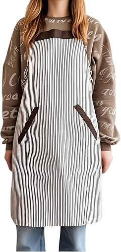 Miniatura 10 de URED Delantal ajustable para mujer con bolsillos delantal de chef negro grueso delantal largo de cocina para hombre