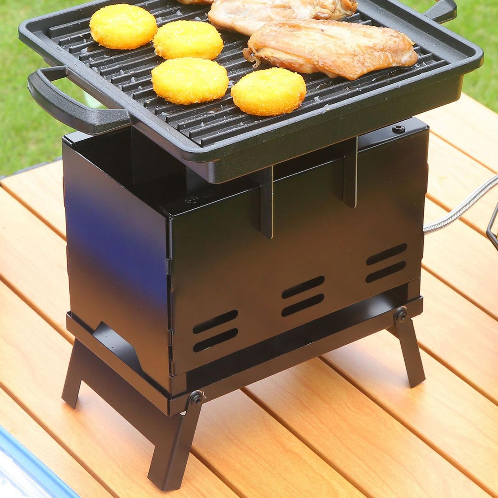 Barbacoa portátil, barbacoa portátil para camping, barbacoa plegable para camping, barbacoa al aire libre, barbacoa de camping estable, barbacoa de carbón vegetal para el jardín, patio, hogar | Parrilla Portatil A Carbon Para Exteriores Camping Playa Jard