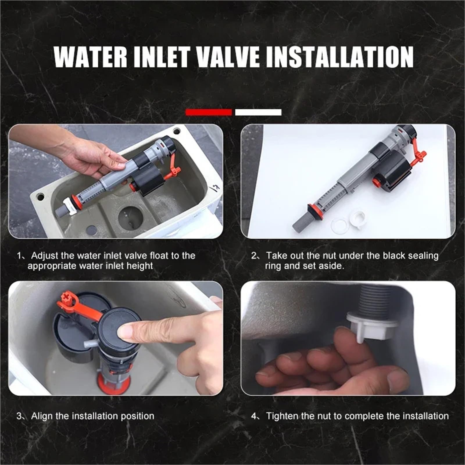 Mecanismo de descarga para WC Universal 28cm Toilet Water Inlet Valve Old Tanks Bathroom Pumping Valves 4-point Thread Interface(20cm Set)