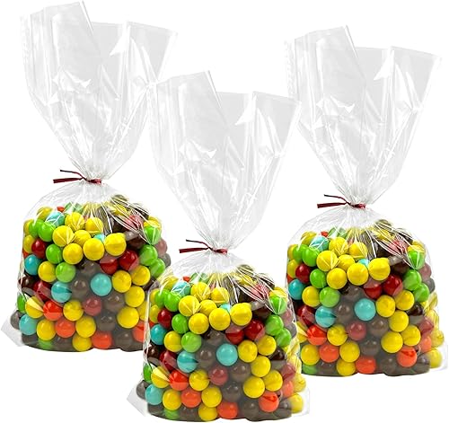 Miniatura 9 de Morepack Bolsas de regalo transparentes para botellas de vino, 100 bolsas de celofán de fondo plano de 8 x 16 pulgadas + 4 pulgadas (sin fuelle