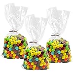 Morepack Flat Bottom Cellophane Bags,100 Pieces 6x2x10 Inches Clear Cello Treat Bags With 100Pcs Twist Ties (No Side Gusset)