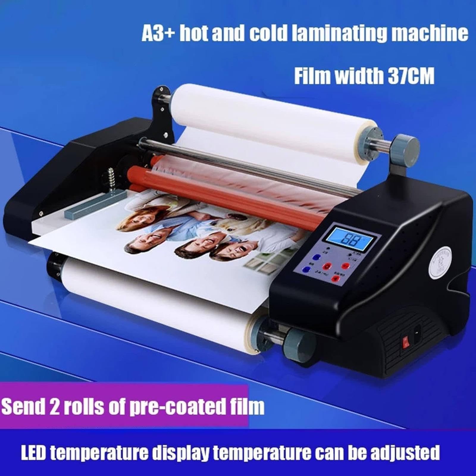 Plastificatrice da 800 W, Rullo Termico Caldo/Freddo con Temperatura Regolabile da 88 a 170℃, velocità di plastificazione di 55 cm/min, per casa e Ufficio.