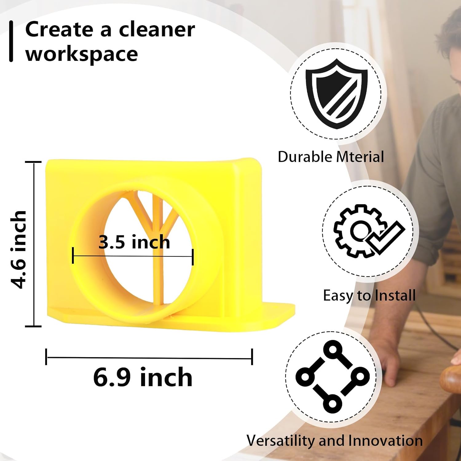 Compatible with Ridgid Oscillating Belt Sander, Dust Shroud Attachment, 4 Inch Vacuum Hose Compatible, Improved Airflow and Cleaner Workspace (Yellow)