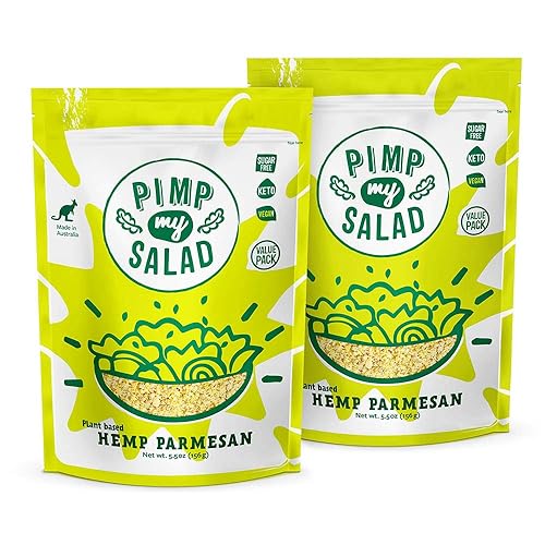PIMP MY SALAD Sustituto de queso parmesano de cáñamo vegano Keto, sin gluten, paleo, sin lácteos Decoración de comidas y ensaladas Hecho con