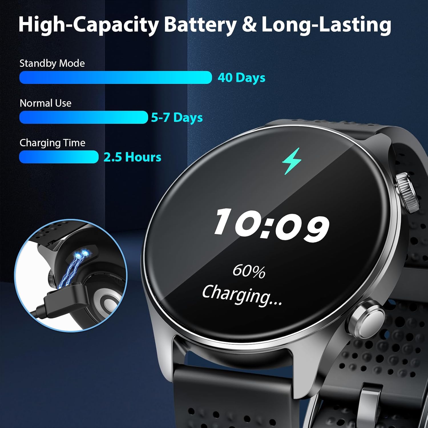 GPS Smart Watch for Men, 1.43" AMOLED Outdoor Sports Watch with Built-in GPS, Heart Rate/Sleep Monitor, 100+ Sport Modes, 3ATM Waterproof, 7-Day Battery Bluetooth Calling