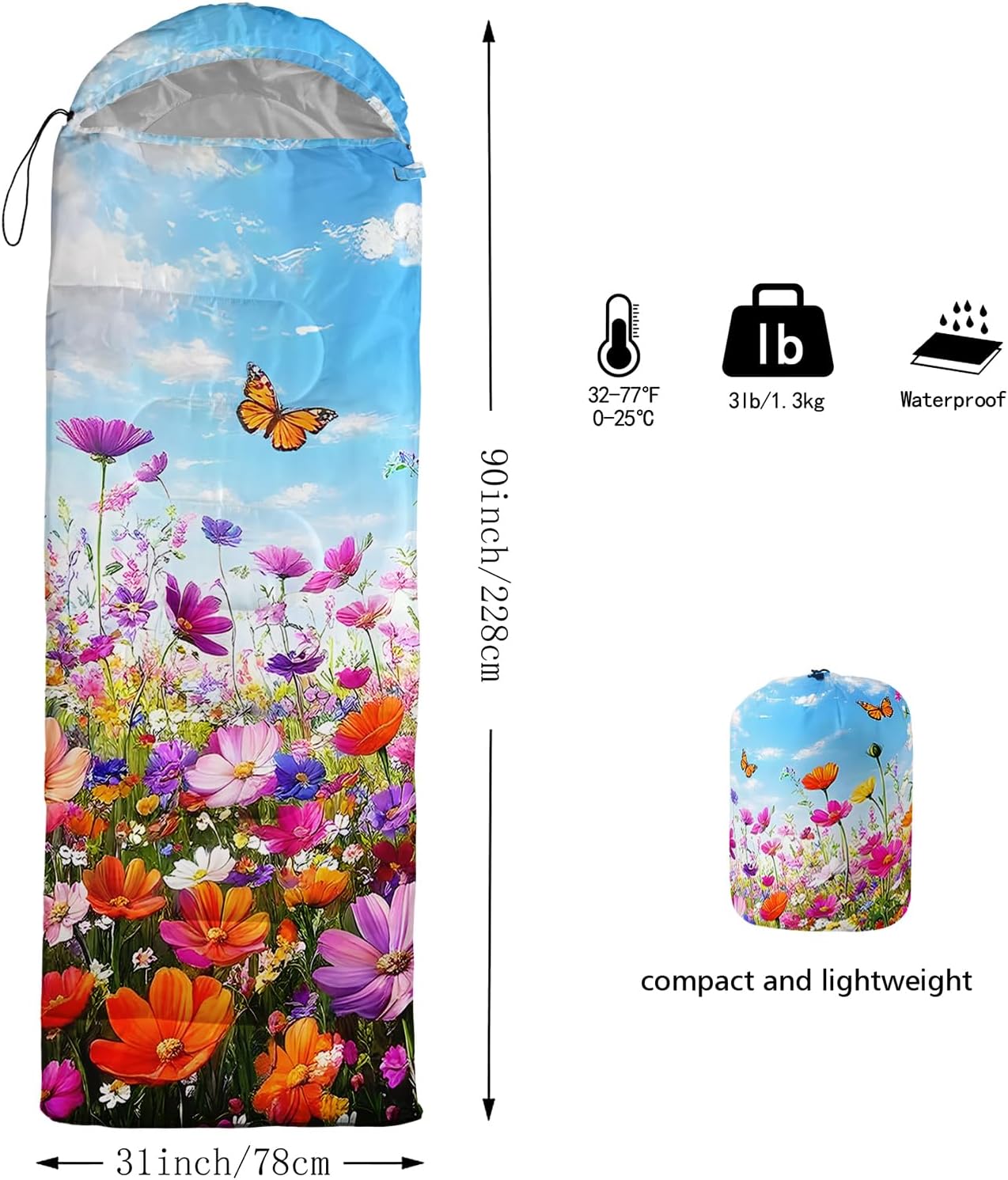 Print sleeping bag,sleeping bags,Outdoor Camping Sleeping Bag，Suitable For Children Boys And Girls Portable,Waterproof,Compact And Lightweight,Great For Outdoor Camping,Backpacking And Hiking