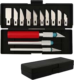 Kit de Estiletes de Precisão para Artesanato | 13 Peças com Cabo de Alumínio e Lâminas Extras | Corte Fino para Papel, EVA e DIY