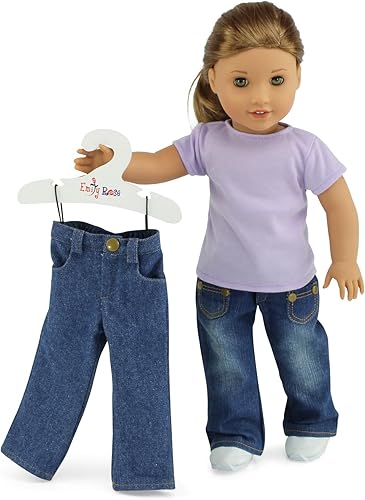 Miniatura 5 de Emily Rose Perchas de ropa para muñecas de 18 pulgadas, paquete de 5 unidades de madera blanca, organizador de armario compatible con ropa de