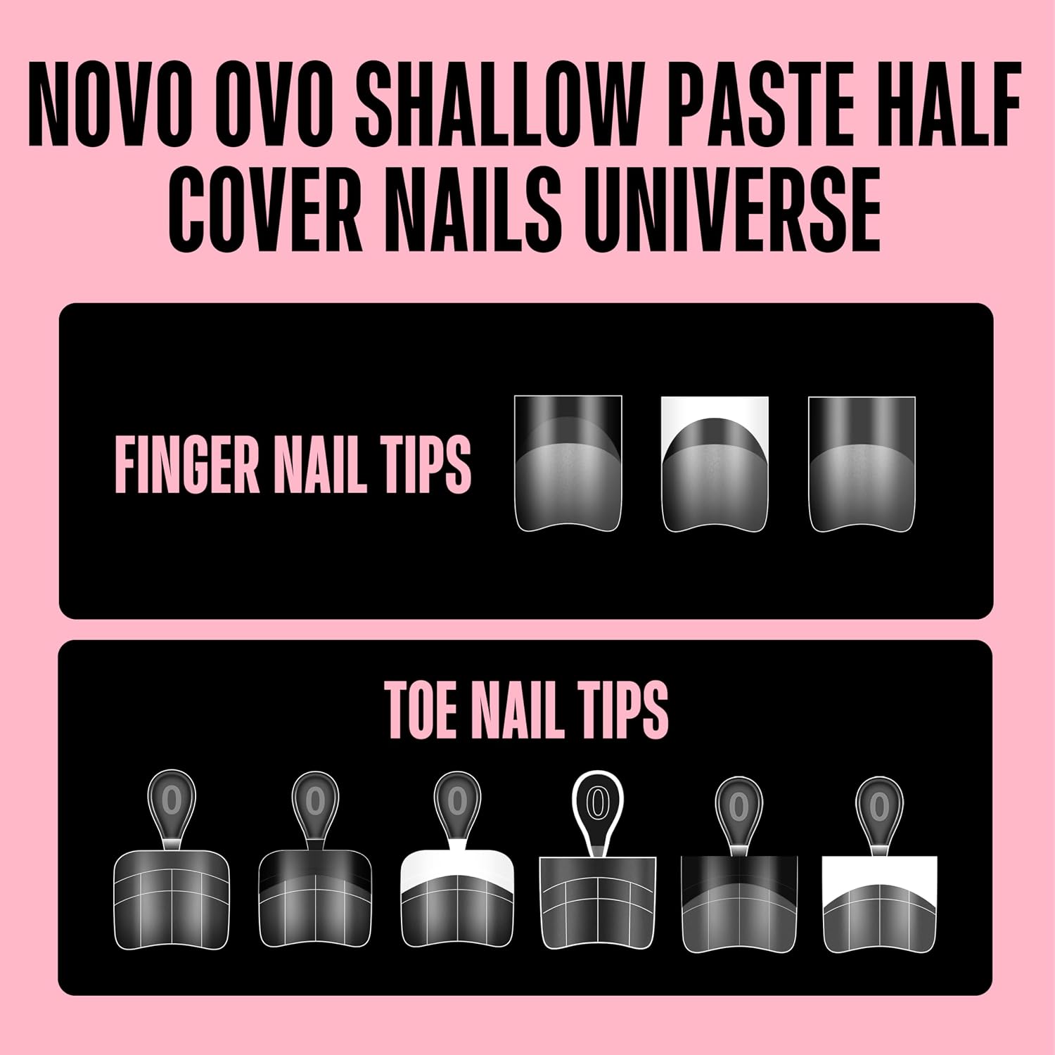 NOVO OVO Clear Short Sharp Square False Nail Tips, Half Cover Shallow Paste Matte Round-Square Pasting Zone for Soft Gel Acrylic Extension, Unisex Wide Press on Fake Nails, 16 Sizes 224Pcs Salon DIY